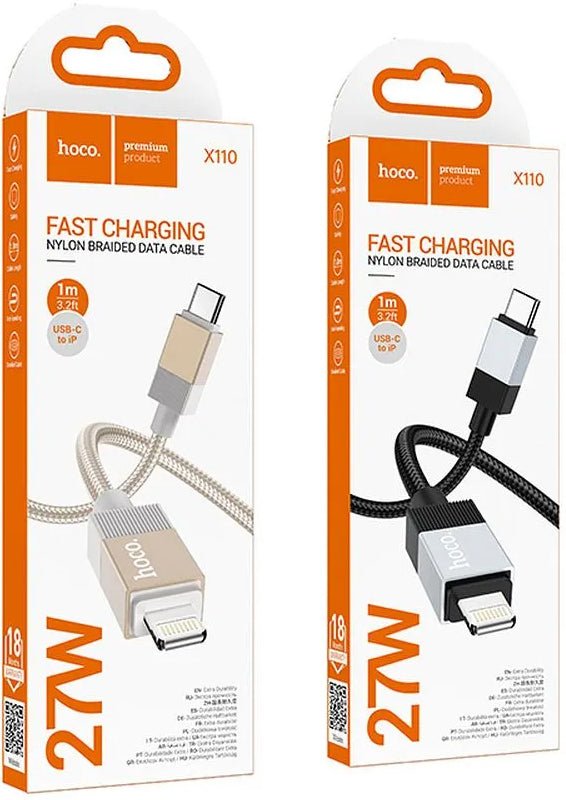 USB-C - Lightning Data- og Ladekabel HOCO X110, 27W, 1m, Svart