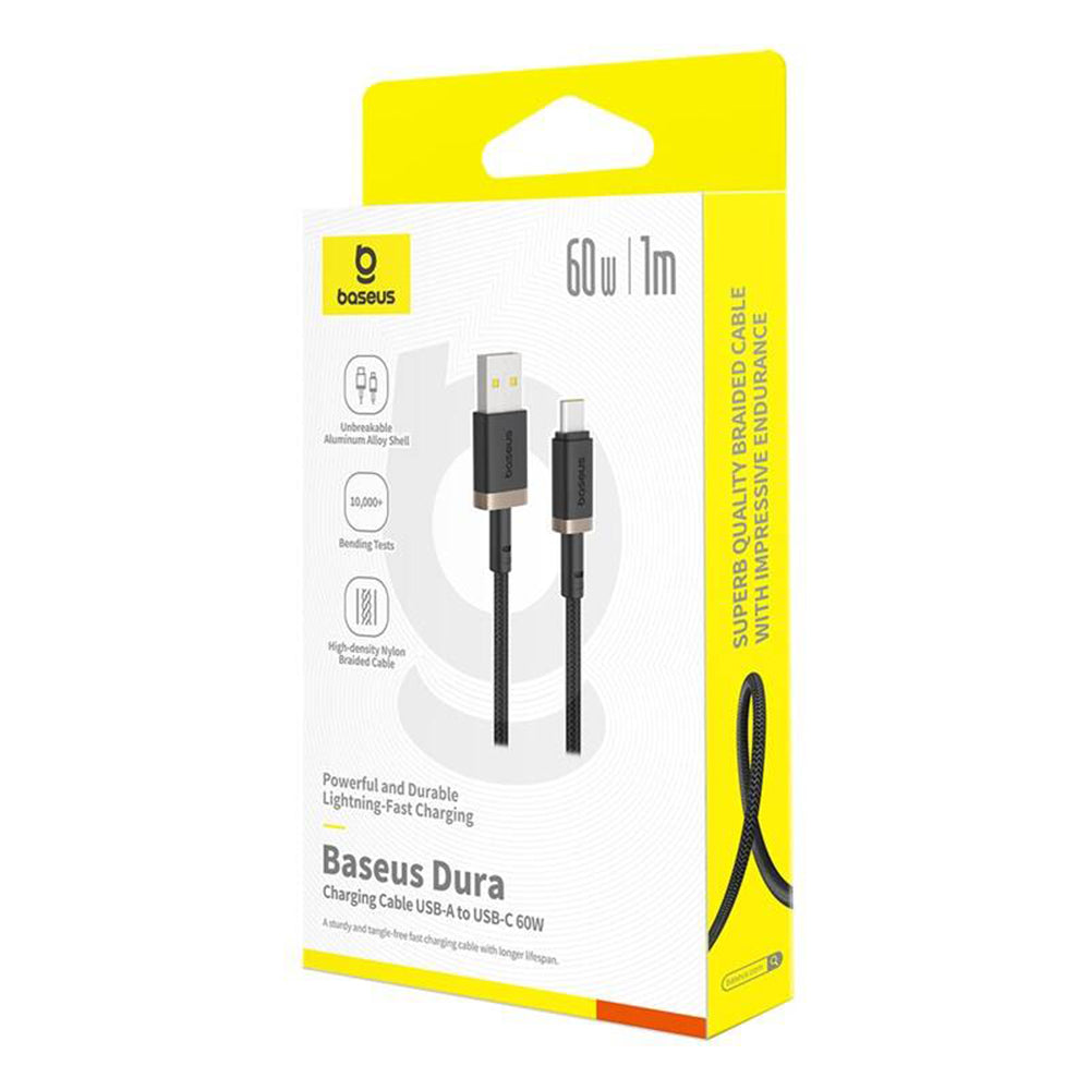 Data- og ladekabel USB-A - USB-C Baseus Dura Series, 60W, 1m, Gull P10377802U01-00