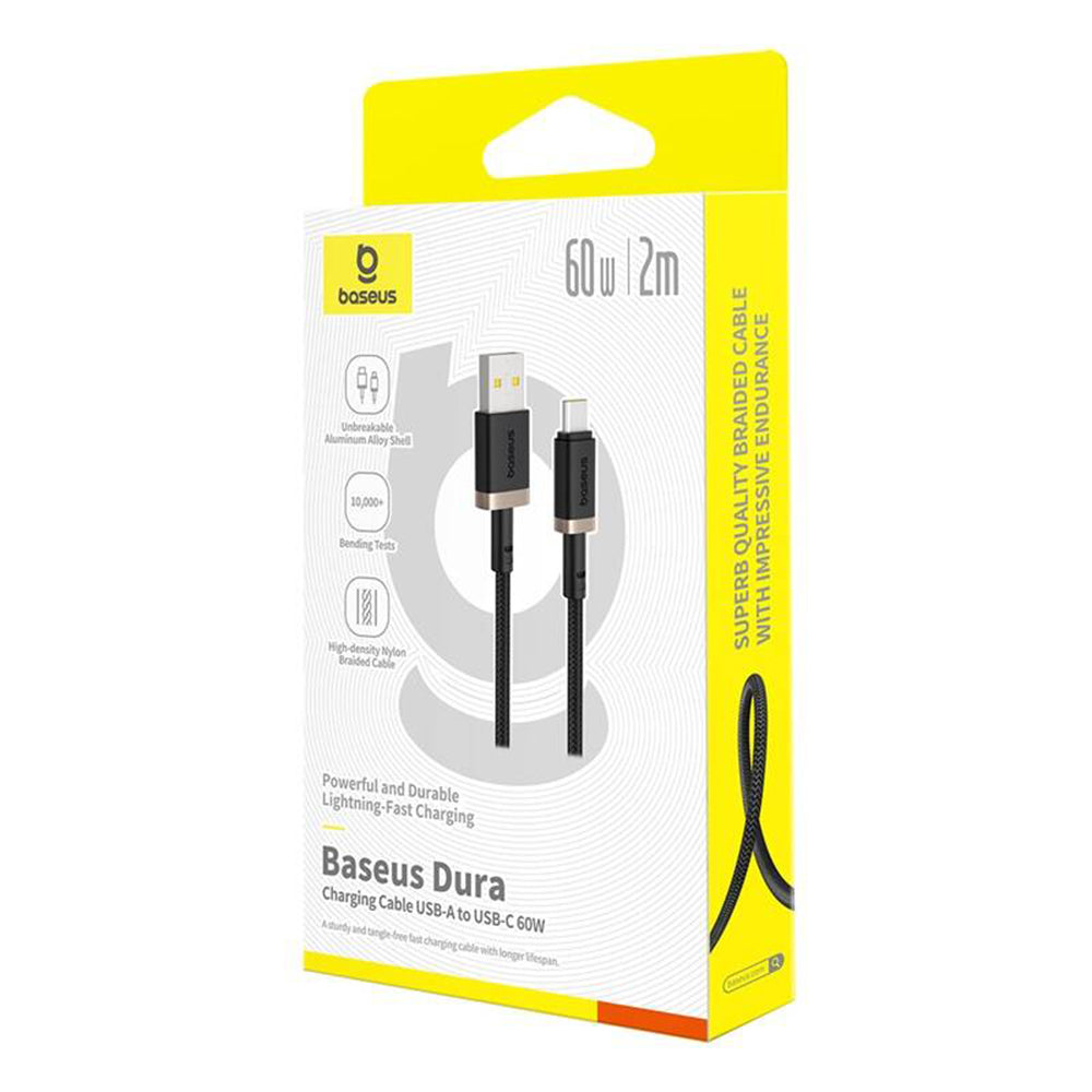 USB-A - USB-C Baseus Dura Series data- og ladekabel, 60W, 2m, Gull P10377802U01-02
