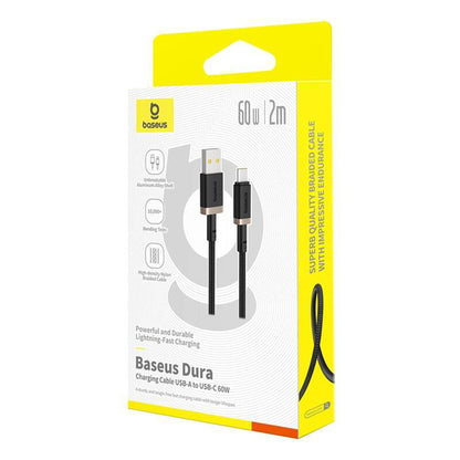 USB-A - USB-C Baseus Dura Series data- og ladekabel, 60W, 2m, Gull P10377802U01-02
