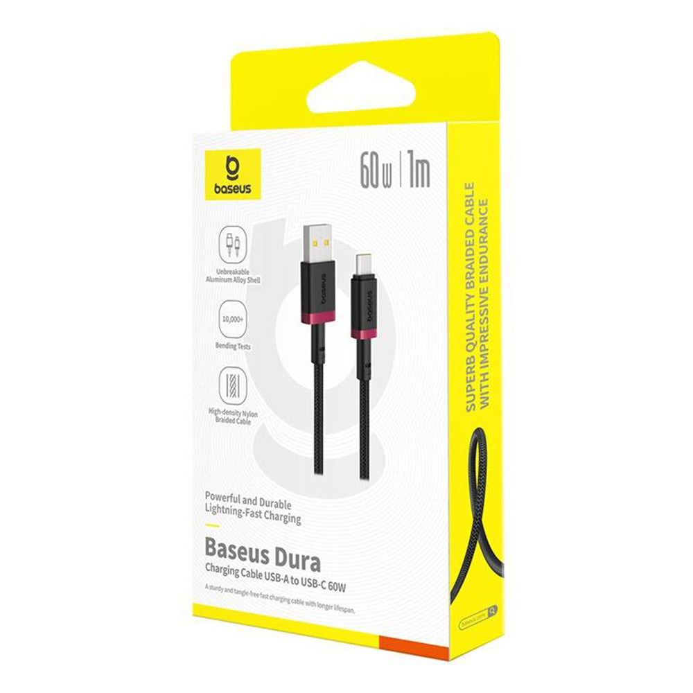 USB-A til USB-C Baseus Dura Series data- og ladekabel, 60W, 2m, Rød P10377802U01-03