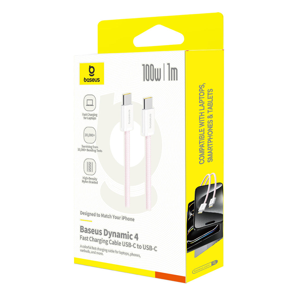 USB-C til USB-C data- og ladekabel Baseus Dynamic 4 Series, 100W, 1m, Rosa P10381400411-00
