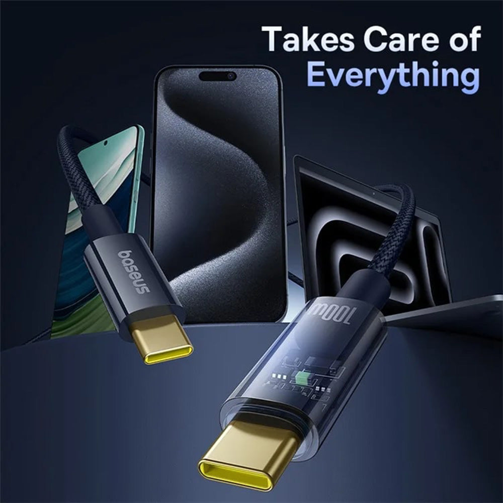 USB-C - USB-C Baseus Explorer data- og ladekabel, 100W, 1m, Marineblå P10319704321-00