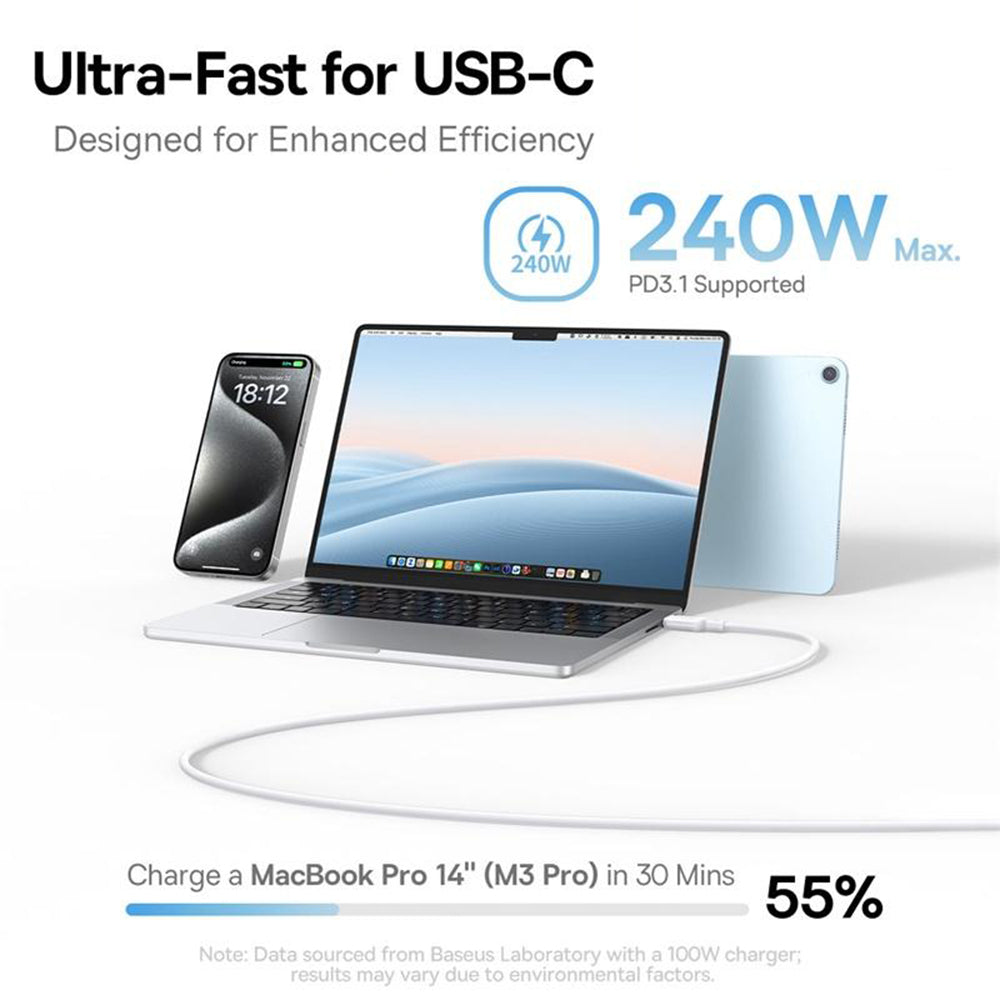 USB-C til USB-C data- og ladekabel Baseus PicoGo, 240W, 1m, Blå P10376800311-00