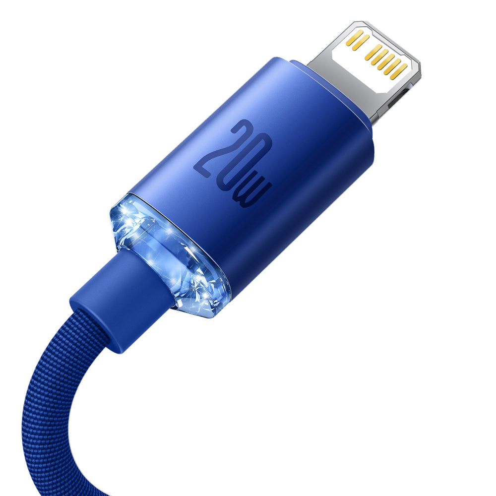 USB-C til Lightning Baseus Crystal Shine Series data- og ladekabel, 20W, 1.2m, Blå CAJY000203
