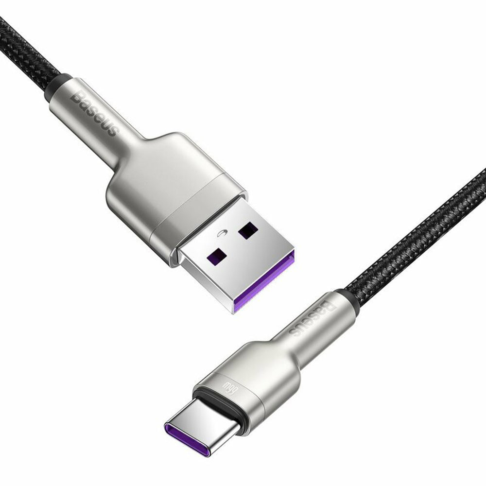 USB-A - USB-C Baseus Cafule Metal Series data- og ladekabel, 66W, 0.25m, Svart CAKF000001