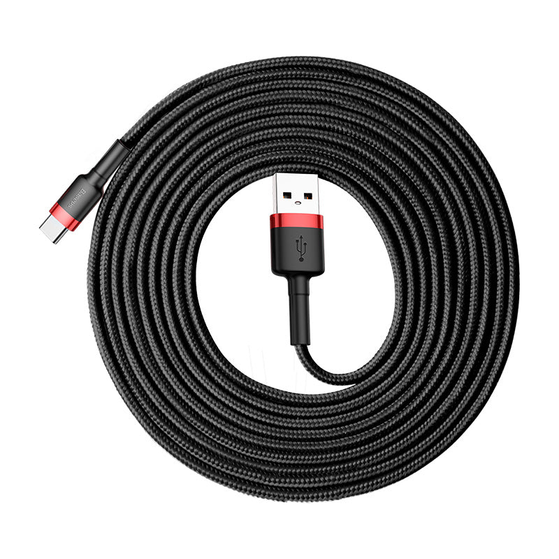 USB-A - USB-C Baseus Cafule data- og ladekabel, 18W, 3m, Rød CATKLF-U91