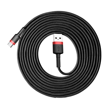 USB-A - USB-C Baseus Cafule data- og ladekabel, 18W, 3m, Rød CATKLF-U91