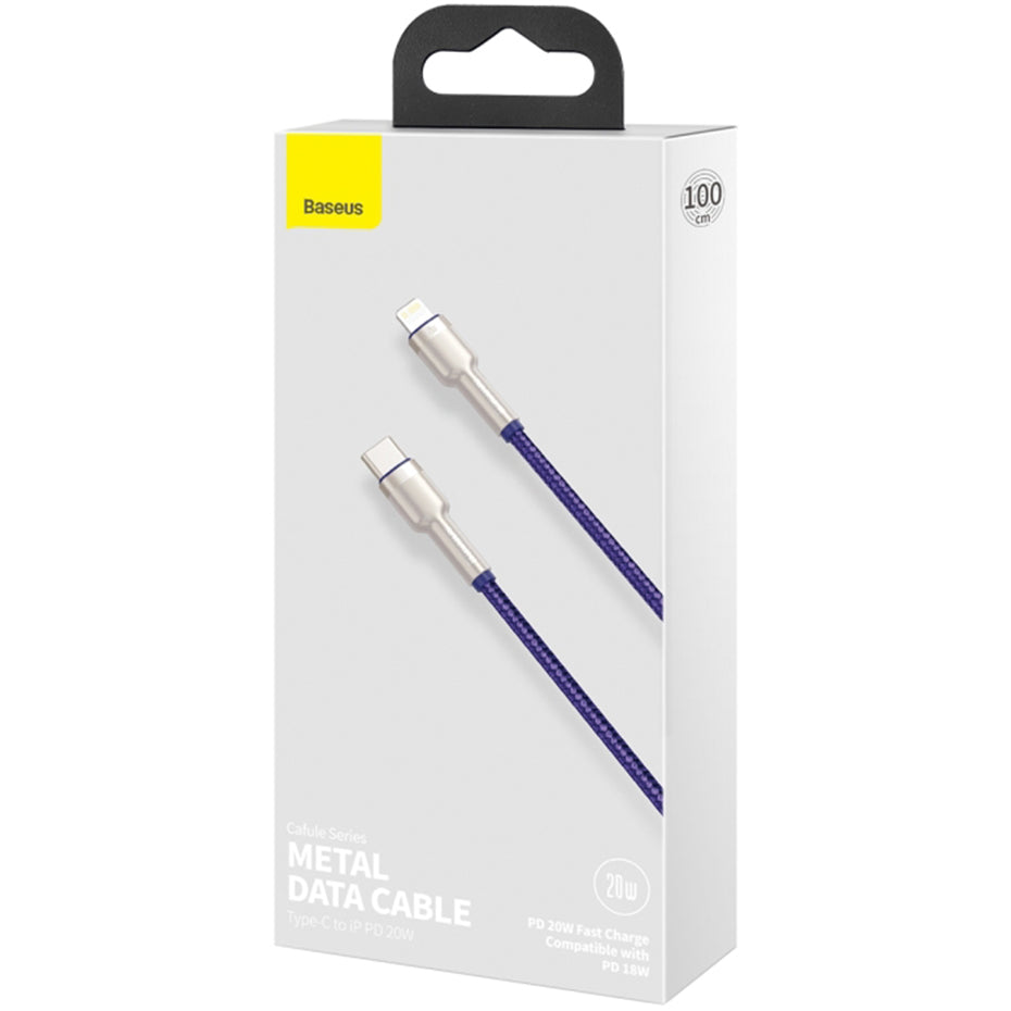USB-C - Lightning Baseus Cafule Metal Series data- og ladekabel, 20W, 1m, Lilla CATLJK-A05