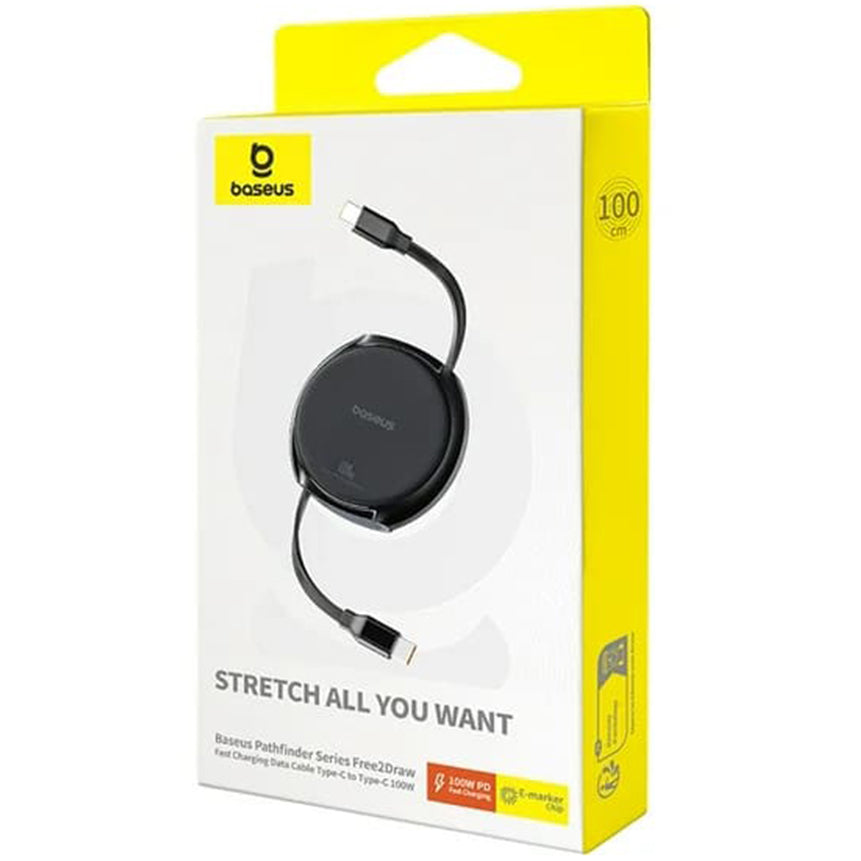 USB-C til USB-C Baseus Pathfinder Retractable data- og ladekabel, 100W, 1m, Svart P10368400111-00