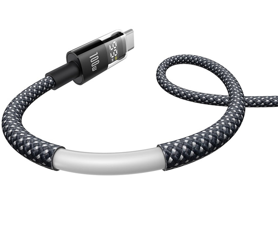 USB-A - USB-C Baseus Display 2 data- og ladekabel, 100W, 1m, Svart P10382701121-00