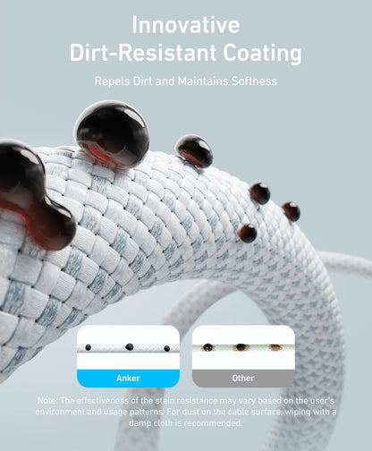 USB-C til USB-C Anker Zolo data- og ladekabel, 240W, 1m, Hvit A8060H21