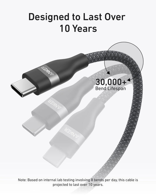 USB-C til USB-C Anker data- og ladekabel, 240W, 0.9m, Svart A82E2H11
