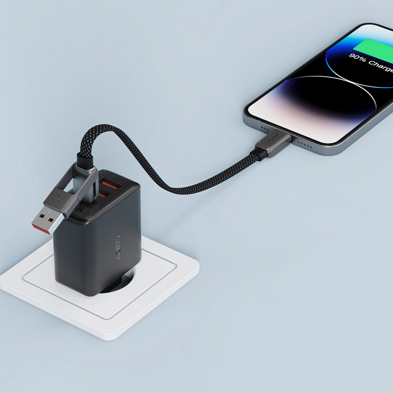USB-C - USB-A / USB-C Acefast C13-05 data- og ladekabel, 60W, 0.2m, Svart