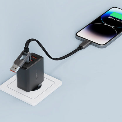 USB-C - USB-A / USB-C Acefast C13-05 data- og ladekabel, 60W, 0.2m, Svart