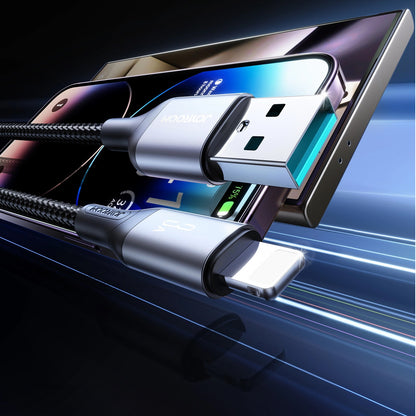 USB-A - Lightning Joyroom S-A28 Flash data- og ladekabel, 18W, 2m, Svart