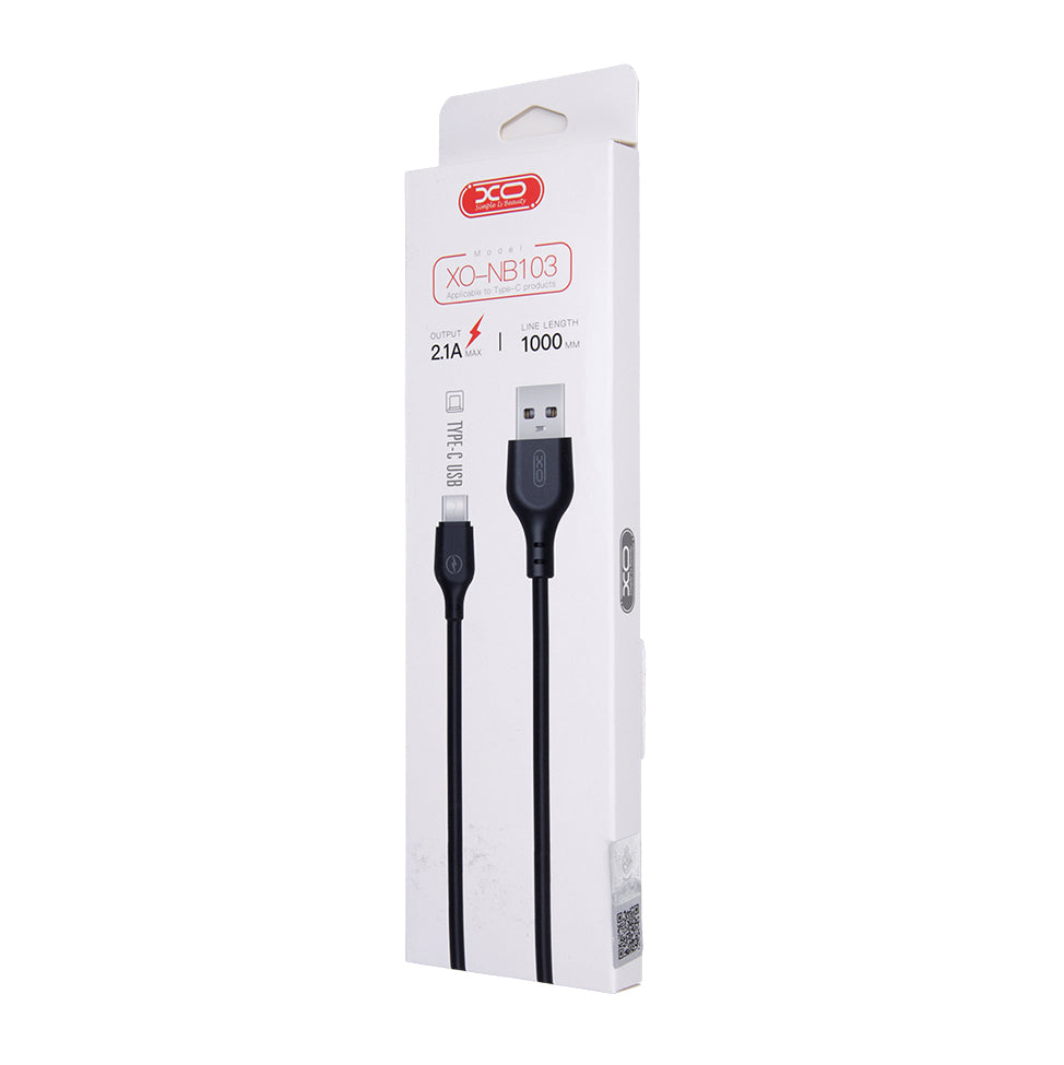 USB-A - USB-C Data- og Ladekabel XO Design NB103, 18W, 1m, Svart