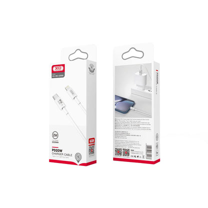 USB-C til Lightning-lade- og datakabel XO Design NB-Q189B, 20W, 2m, Hvit