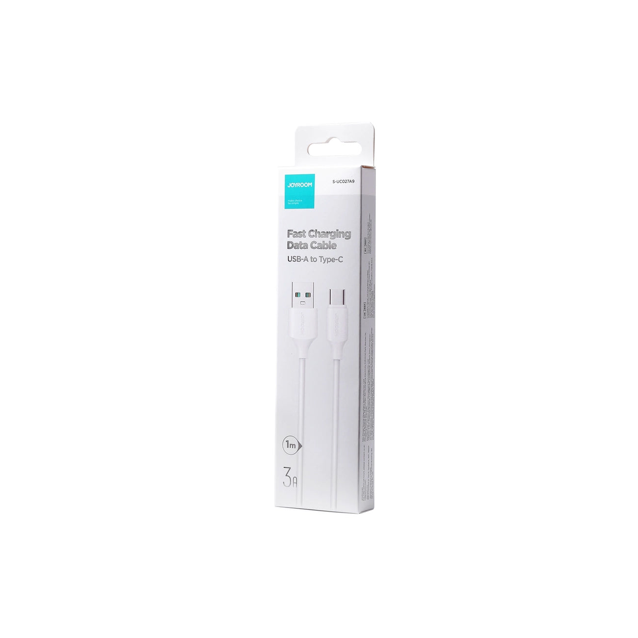 USB-A til USB-C data- og ladekabel Joyroom S-A9, 20W, 1m, Hvit