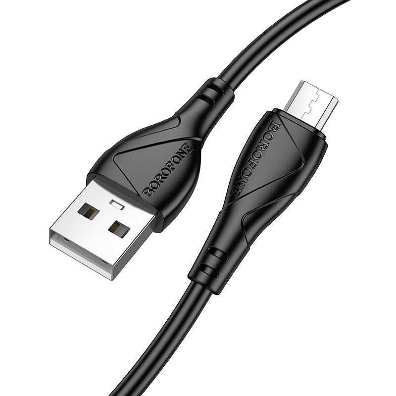 USB-A - microUSB Borofone BX121 Energy data- og ladekabel, 18W, 1m, Svart
