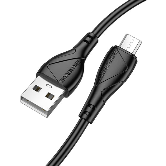 USB-A - microUSB Borofone BX121 Energy data- og ladekabel, 18W, 1m, Svart