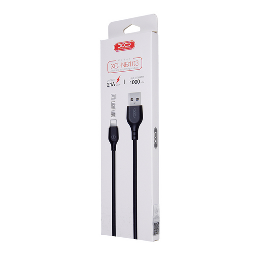 USB-A - Lightning Data og Ladekabel XO Design NB103, 18W, 1m, Svart