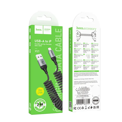 USB-A - Lightning HOCO X121 data- og ladekabel, 27W, 1.5m, Svart