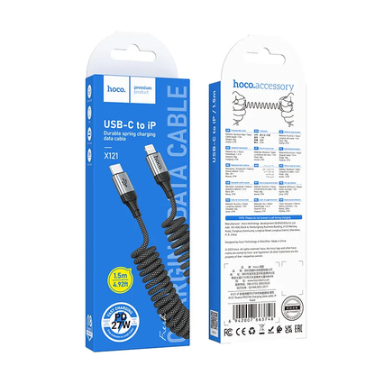 USB-C til Lightning Data- og Ladekabel HOCO X121, 27W, 1.5m, Svart
