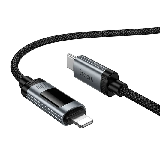 USB-C - Lightning Data- og Ladekabel HOCO Display U148, 27W, 1.2m, Svart