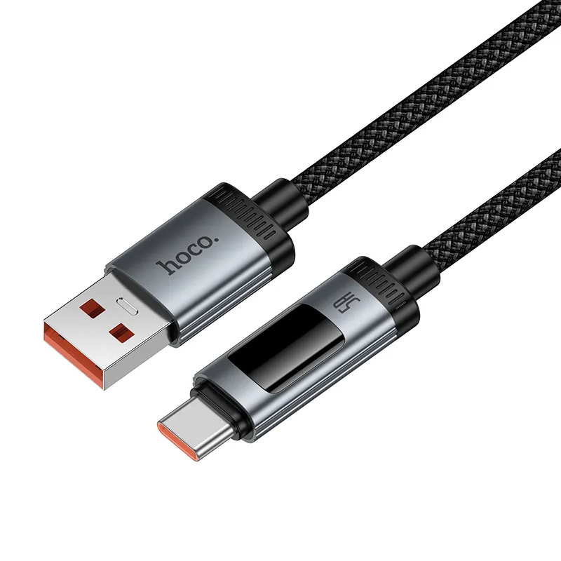 USB-A - USB-C HOCO Display U148 data- og ladekabel, 100W, 1.2m, Svart