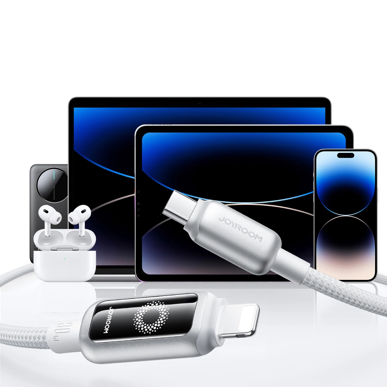 USB-C til Lightning Joyroom S-A55 StarFlight Display data- og ladekabel, 30W, 1.2m, Hvit
