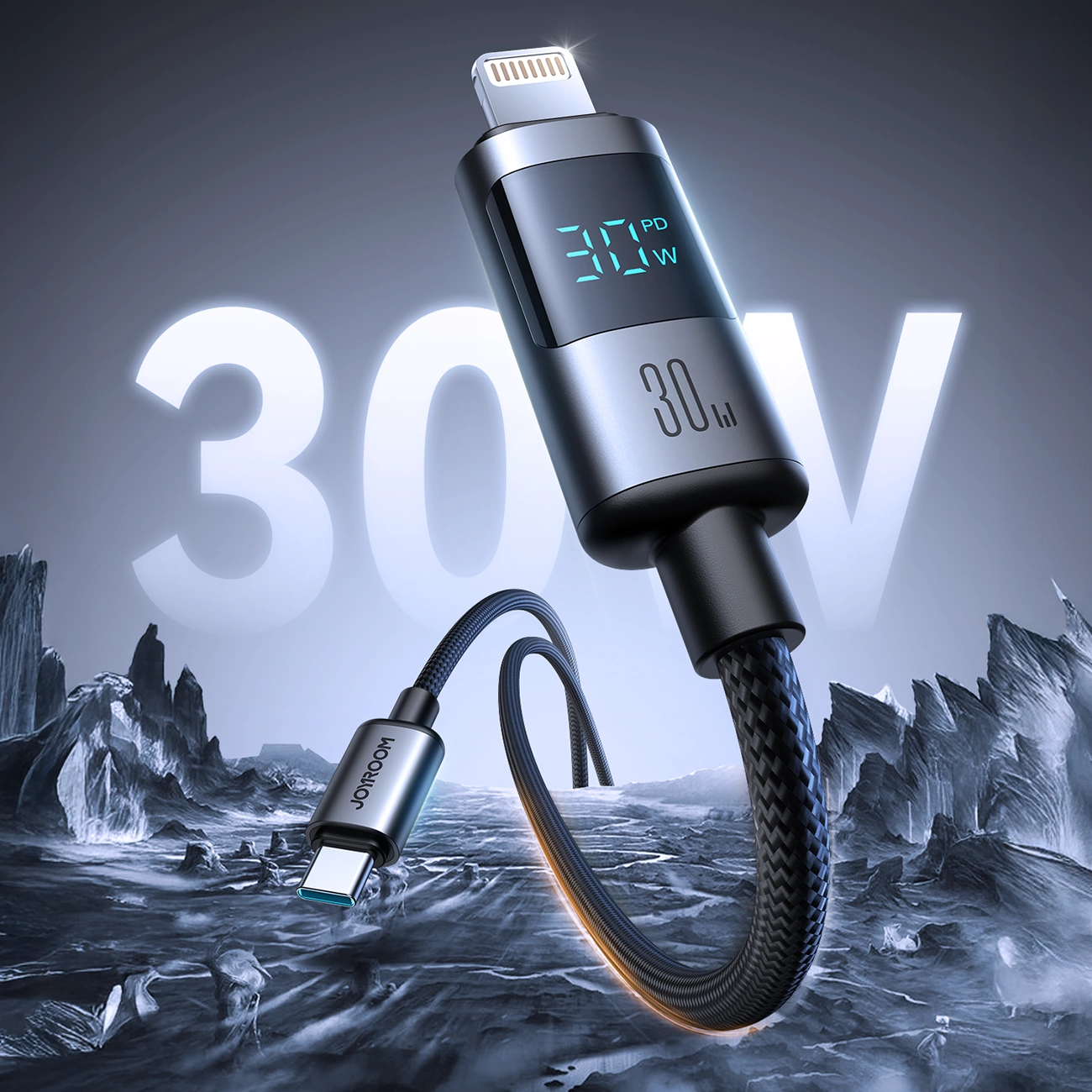 USB-C til Lightning-lade- og datakabel Joyroom S-A16 Pro Prism Display, 30W, 1.2m, Svart