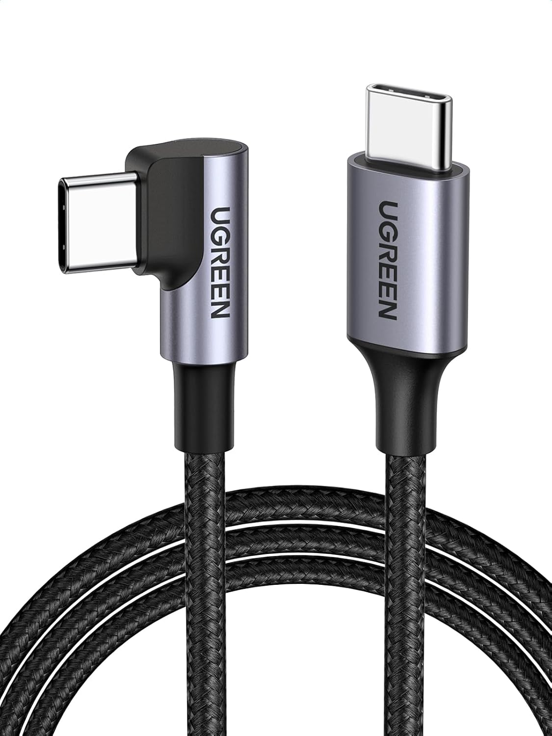 USB-C til USB-C data- og ladekabel UGREEN US255 Angled, 60W, 3m, Grå