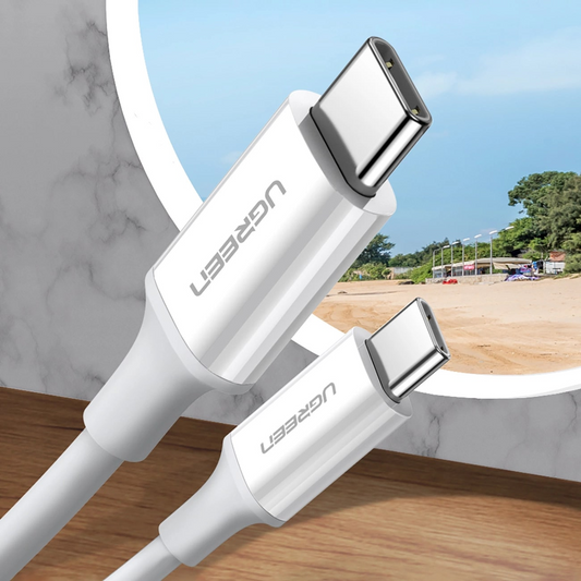 USB-C til USB-C data- og ladekabel UGREEN US264, 60W, 0.5m, Hvit