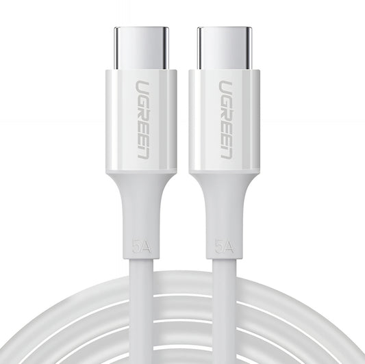 USB-C til USB-C data- og ladekabel UGREEN US300, 100W, 2m, Hvit