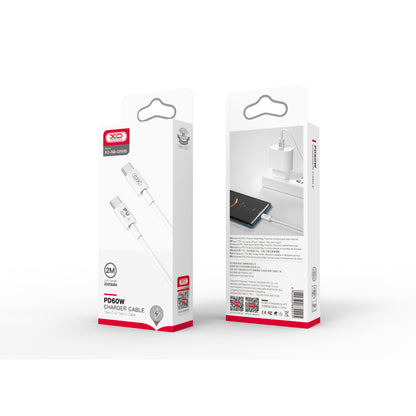 USB-C til USB-C data- og ladekabel XO Design NB-Q190B, 60W, 2m, Hvit