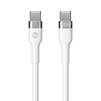 USB-C til USB-C Forever Flexible data- og ladekabel, 100W, 2m, Hvit