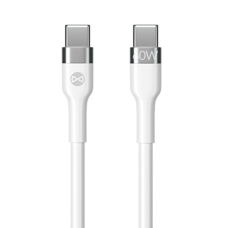 USB-C data- og ladekabel - USB-C Forever Flexible, 60W, 2m, Hvit