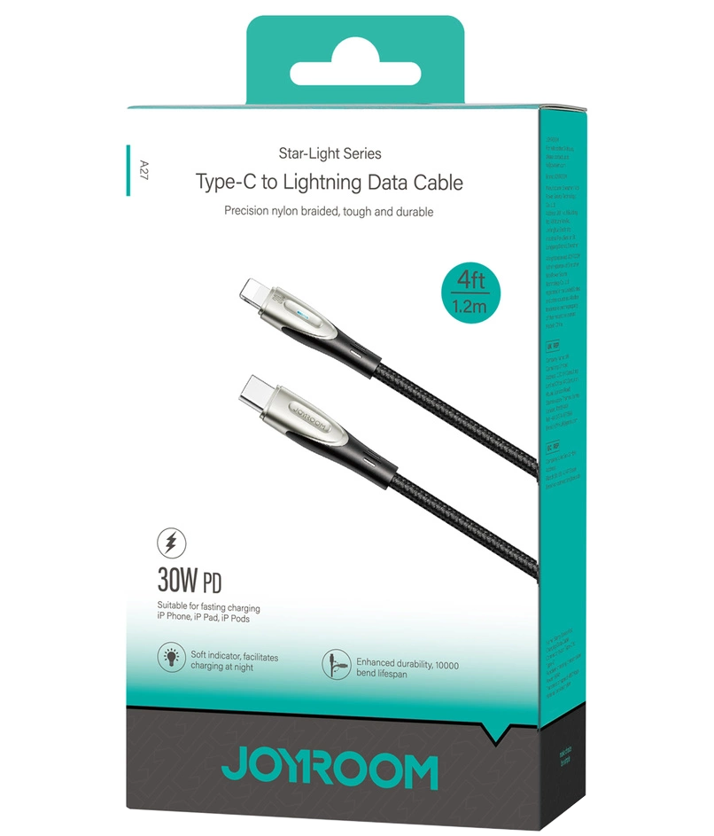 USB-C til Lightning-lade- og datakabel Joyroom S-A31, 30W, 1.2m, Svart