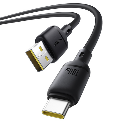 USB-A - USB-C Baseus Silky data- og ladekabel, 100W, 1m, Svart P10377703113-00
