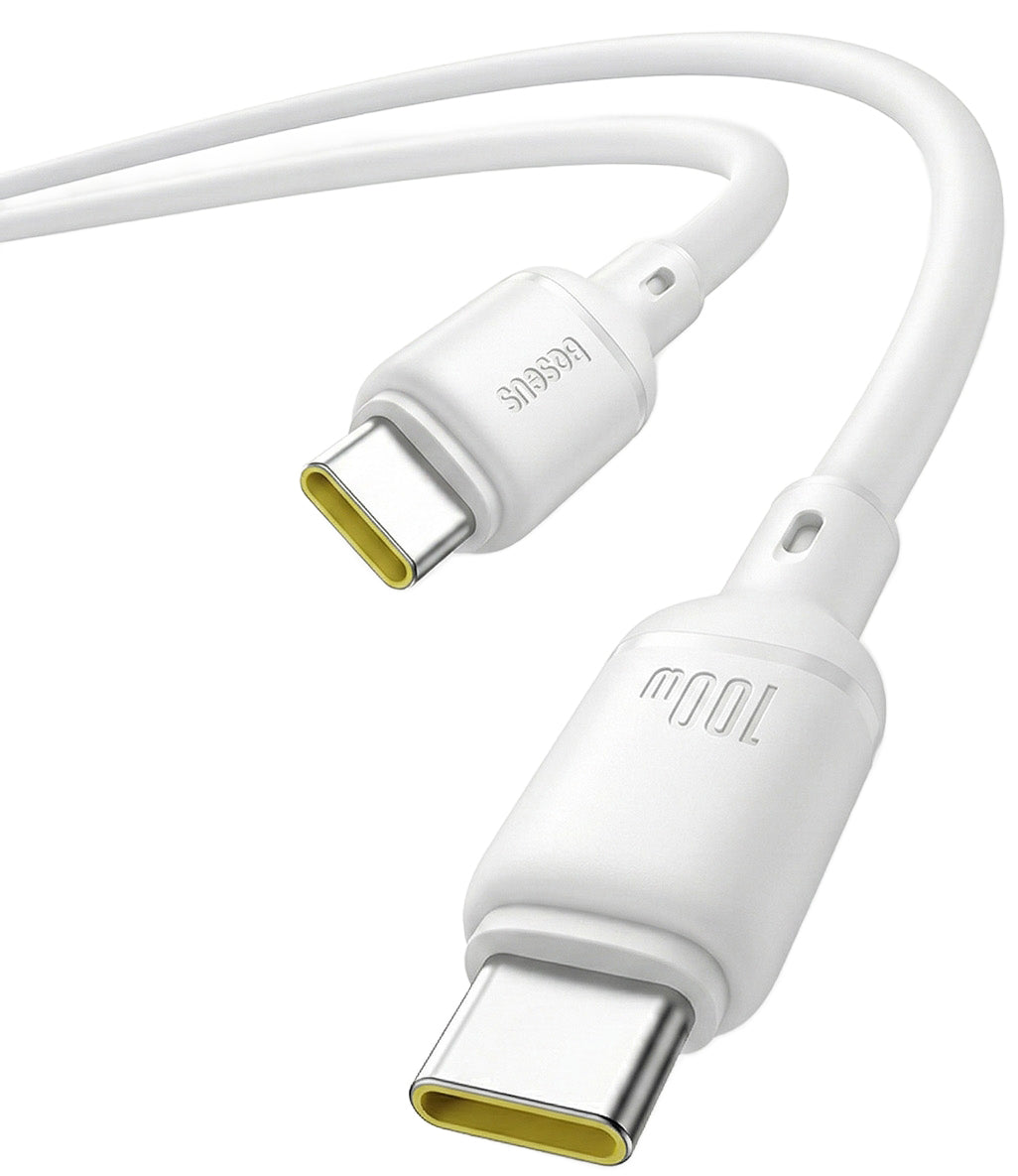 USB-C til USB-C Baseus Silky data- og ladekabel, 100W, 1m, Hvit P10377704213-00