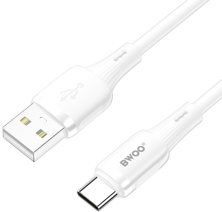 USB-A til USB-C data- og ladekabel BWOO X329C, 18W, 1m, hvit