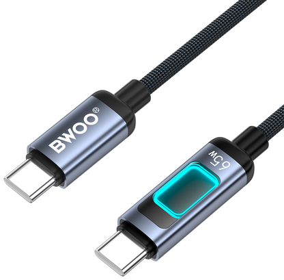 USB-C data- og ladekabel - USB-C BWOO X324CC Display, 65W, 1m, svart