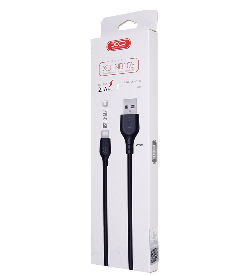 USB-A til USB-C data- og ladekabel XO Design NB103, 18W, 2m, Svart