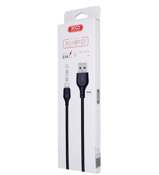 USB-A til USB-C data- og ladekabel XO Design NB103, 18W, 2m, Svart