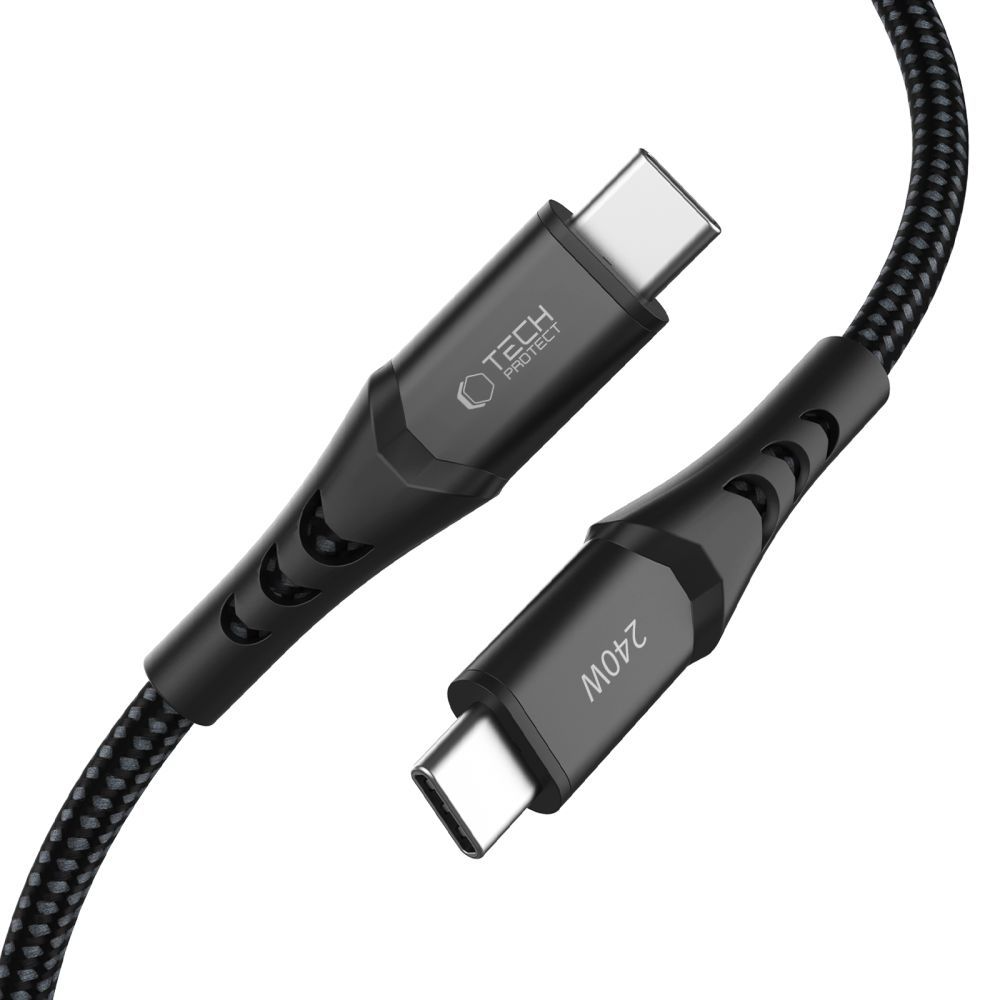 USB-C Data- og ladekabel - USB-C Tech-Protect UB11T Ultraboost, 240W, 1m, Svart
