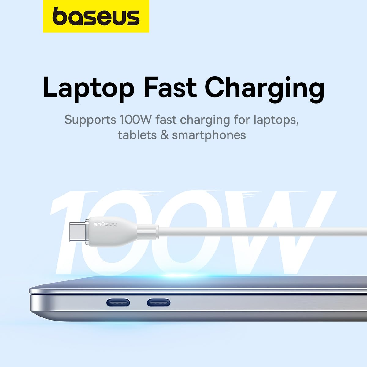 USB-C Data- og Ladekabel - USB-C Baseus Pudding, 100W, 1.2m, Hvit P10355702221-00