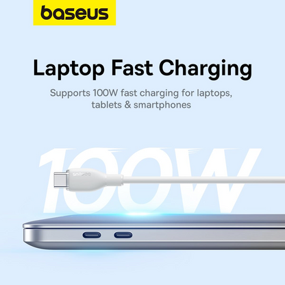 USB-C Data- og Ladekabel - USB-C Baseus Pudding, 100W, 1.2m, Hvit P10355702221-00