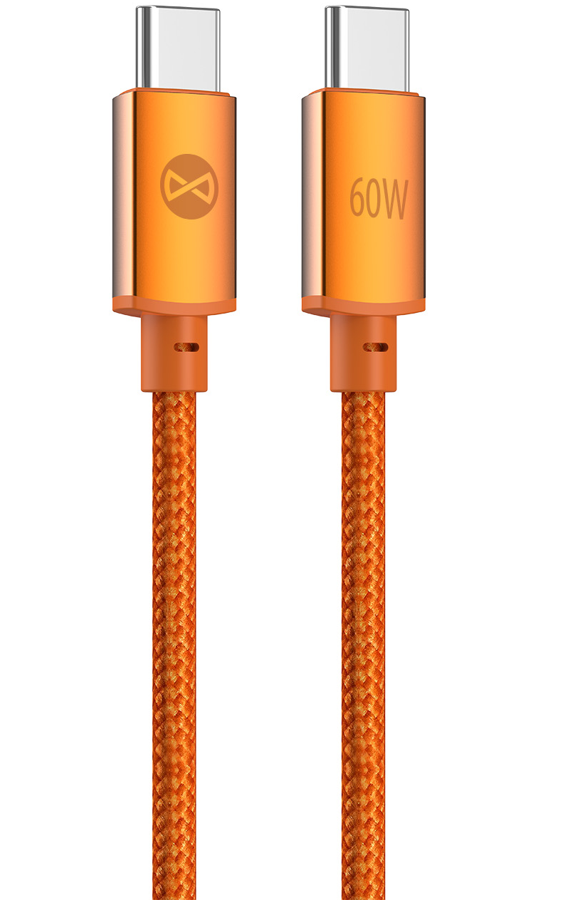 USB-C Data- og ladekabel - USB-C Forever Saffron, 60W, 1m, Oransje