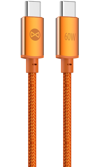 USB-C Data- og ladekabel - USB-C Forever Saffron, 60W, 1m, Oransje